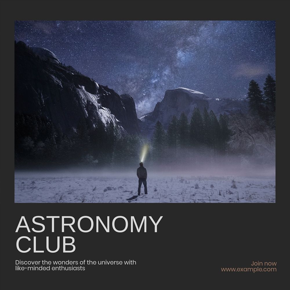 Astronomy club Instagram post template, editable text