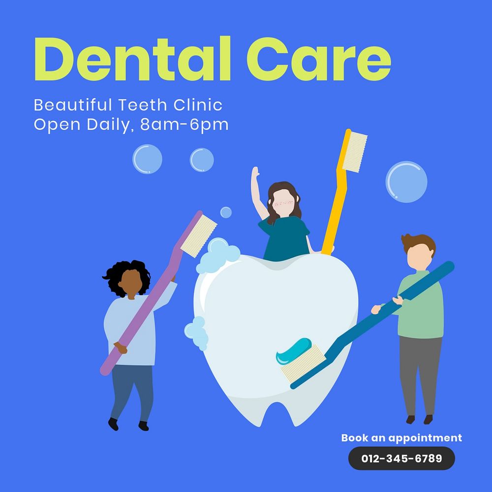 Dental care Instagram post template, editable text