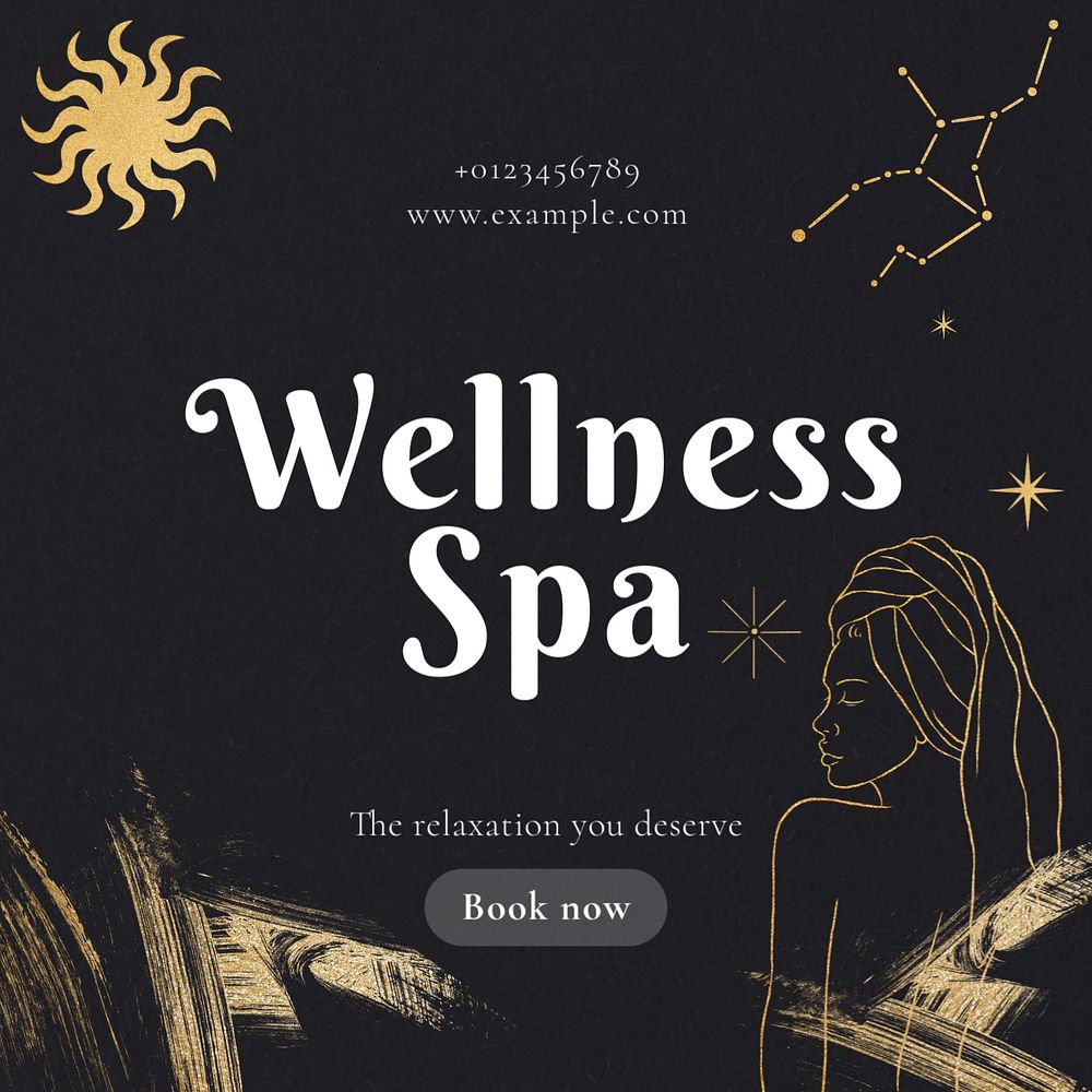 Wellness spa Instagram post template, editable text