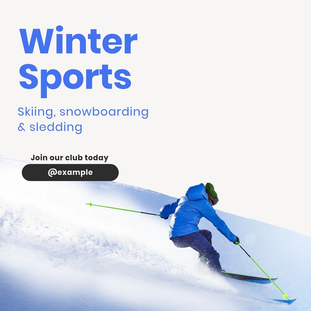 Winter sports Instagram post template, editable text