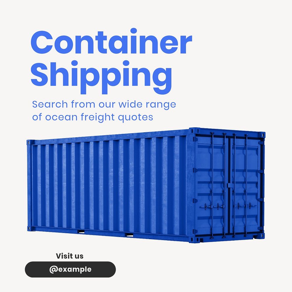 Container shipping Instagram post template, editable text