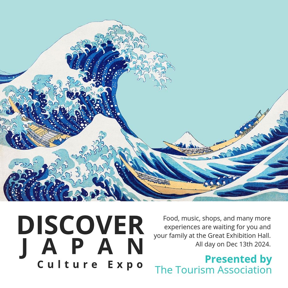 Japan culture expo Instagram post template, editable text