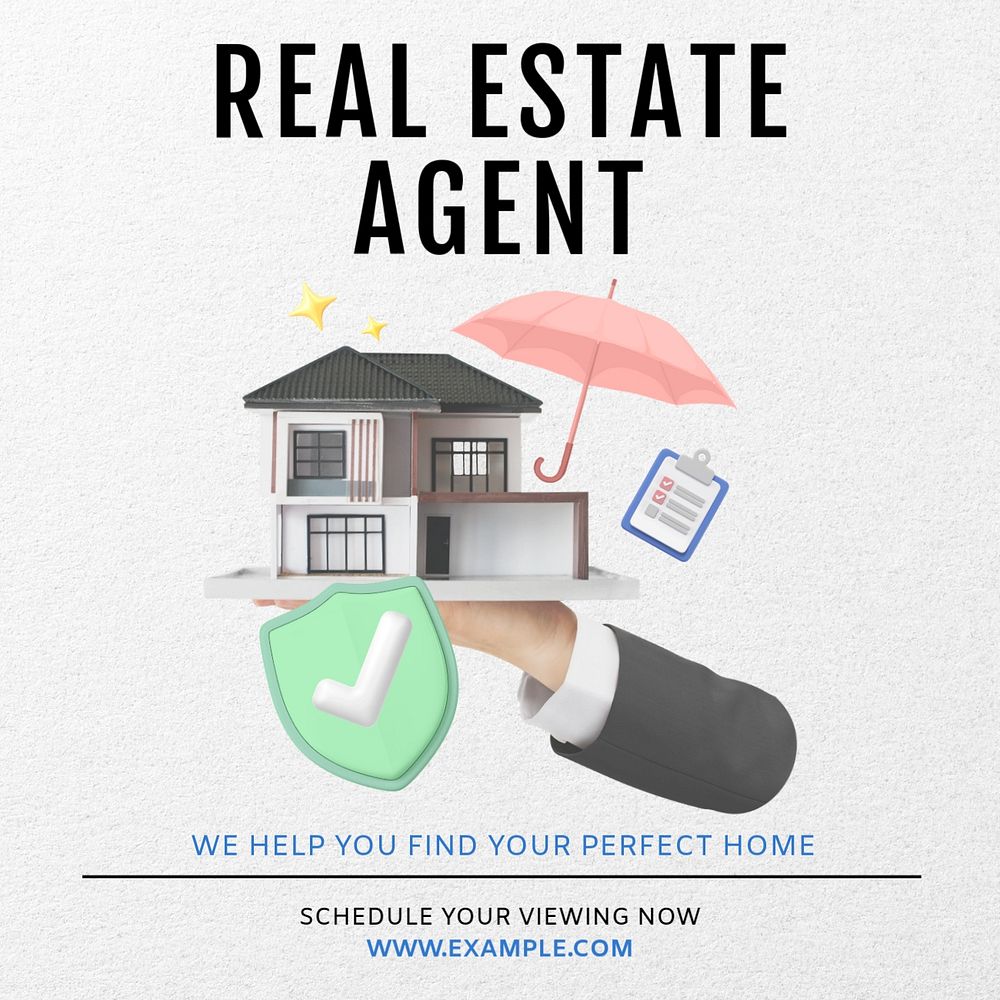 Real estate agent Instagram post template, editable text