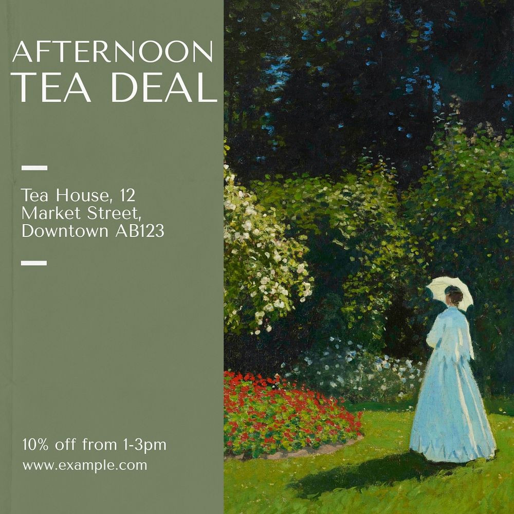 Afternoon tea deal Instagram post template, editable text