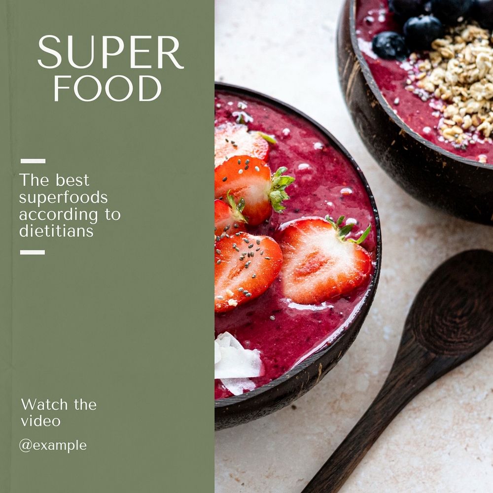 Superfood Instagram post template, editable text