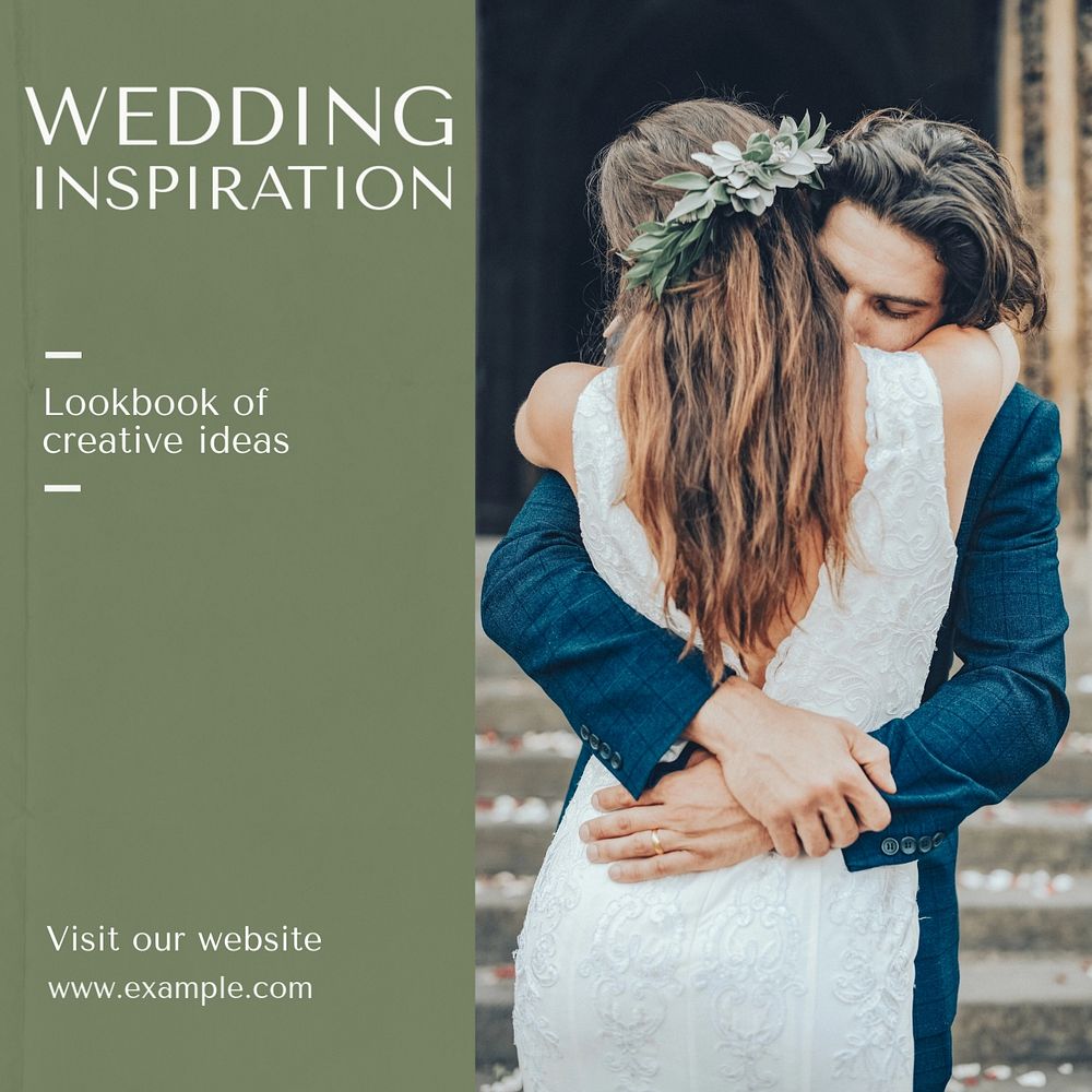 Wedding inspiration Instagram post template, editable text