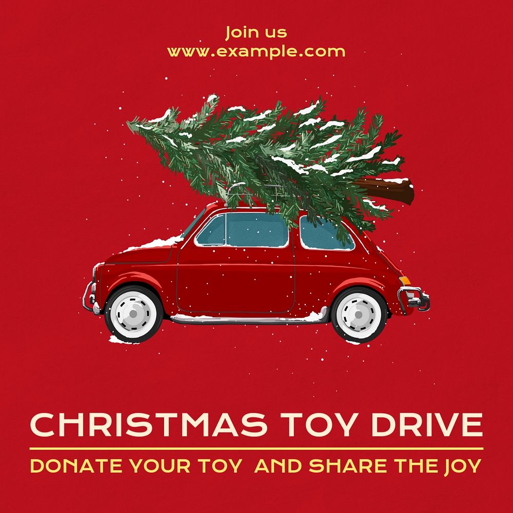 Christmas toy drive Instagram post template, editable text