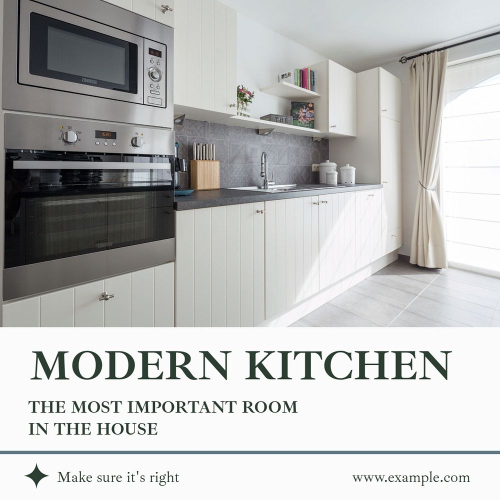 Kitchen design Instagram post template, editable text