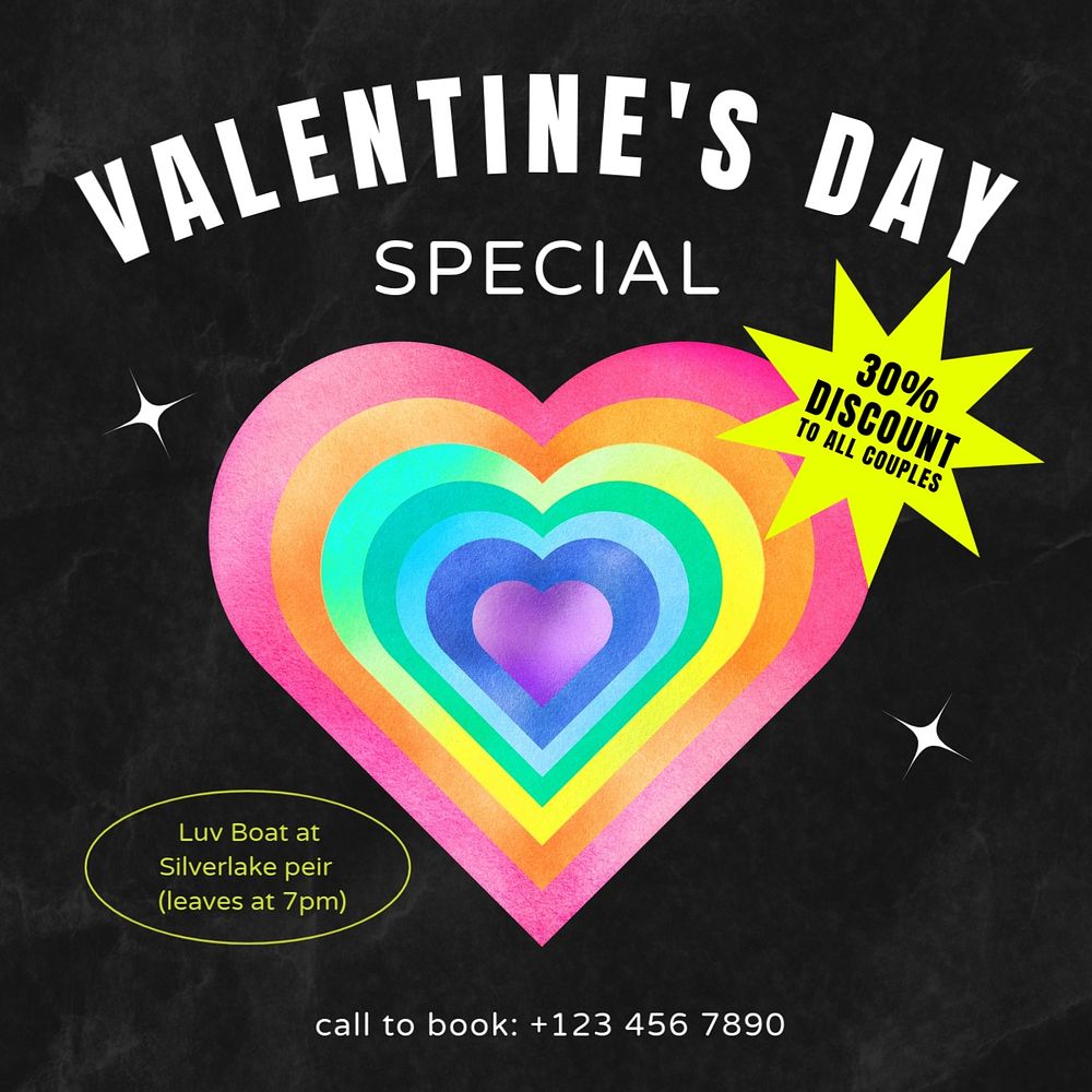 Valentine's day special Instagram post template, editable text