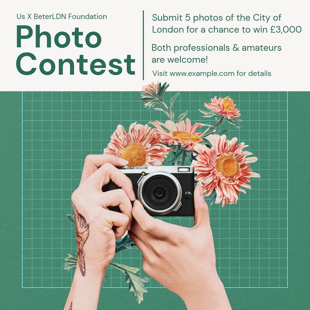 Photo contest Instagram post template, editable text