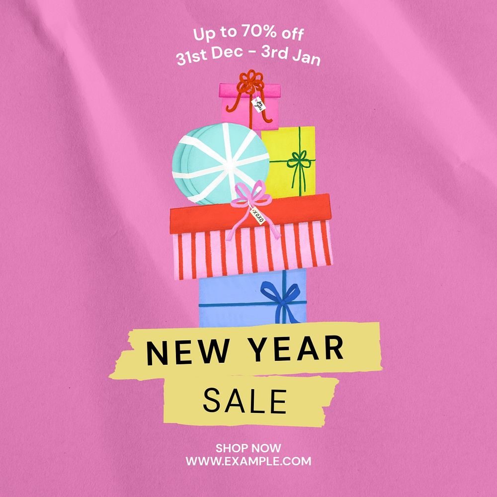 New Year sale  Instagram post template, editable text