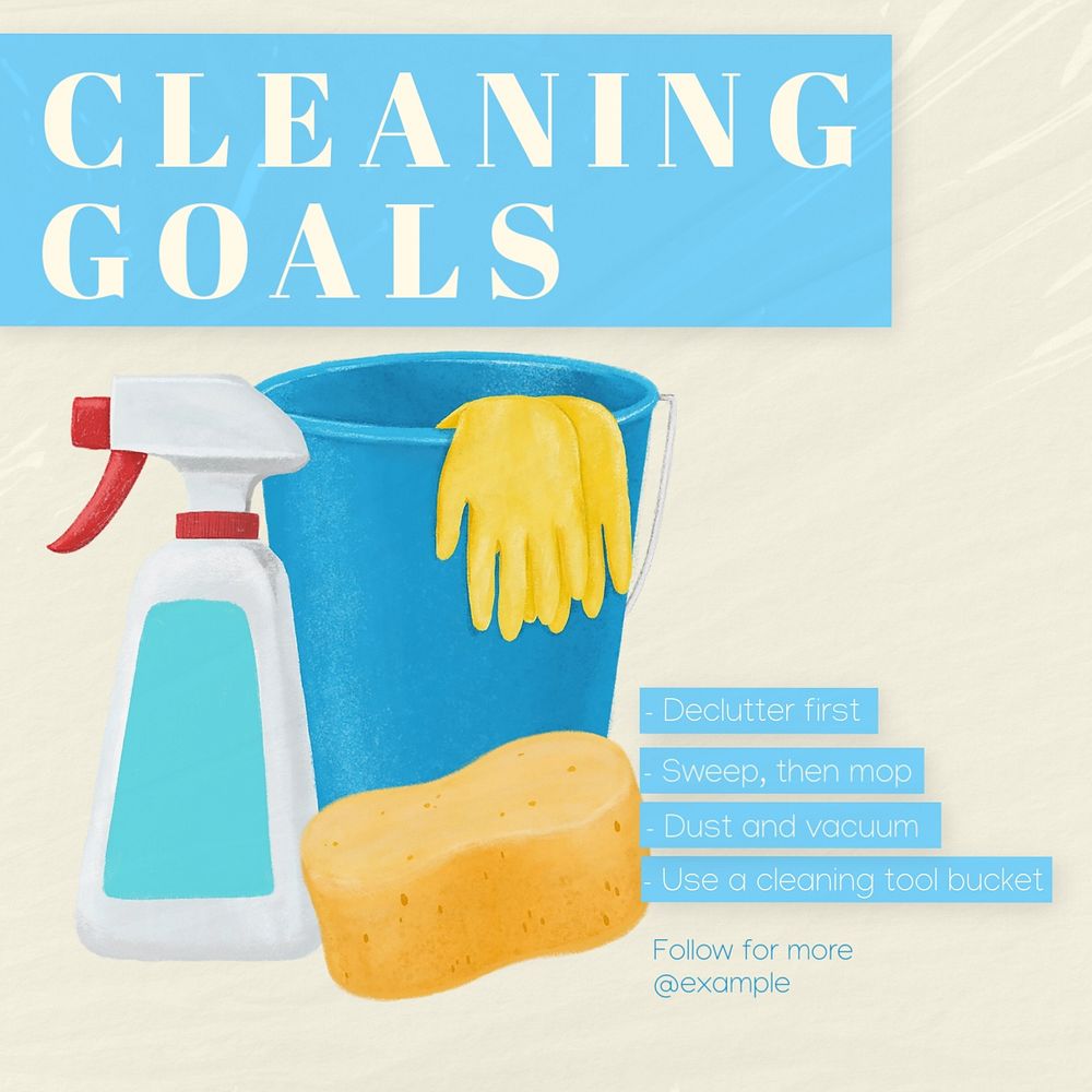 Cleaning tips Instagram post template, editable text