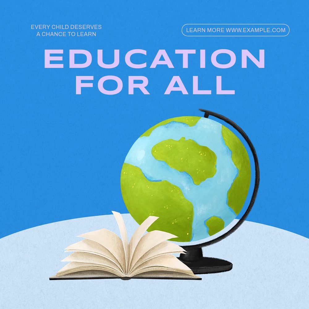 Education for all Instagram post template, editable text