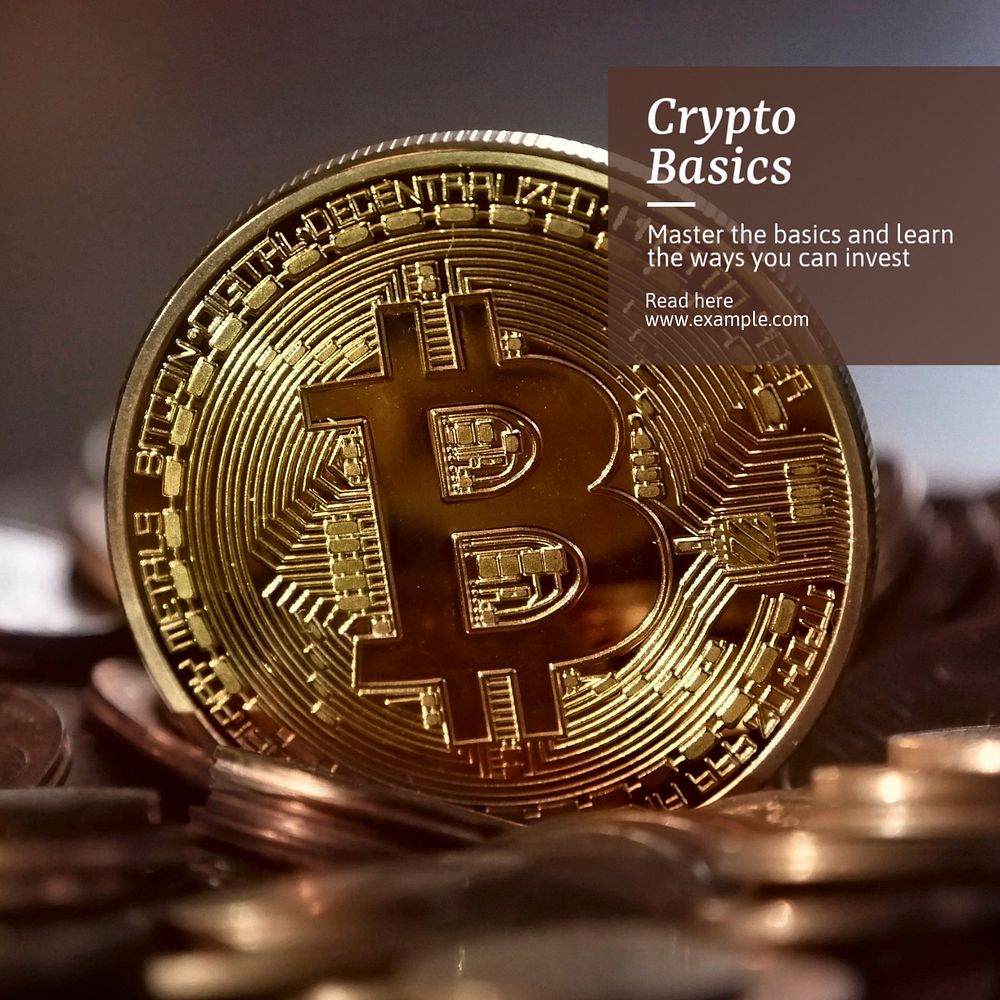 Crypto basics Instagram post template, editable text