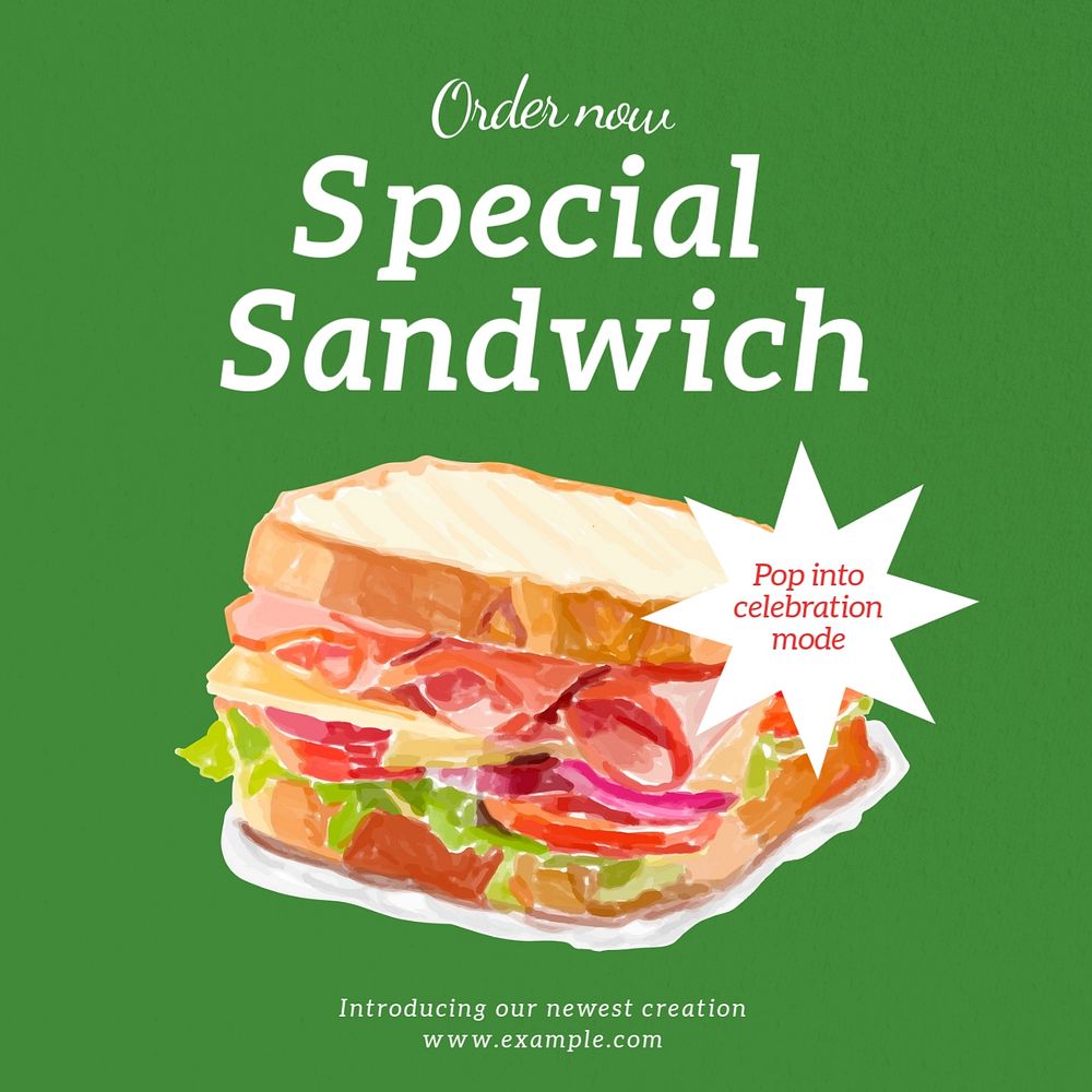 Special sandwich Instagram post template, editable text