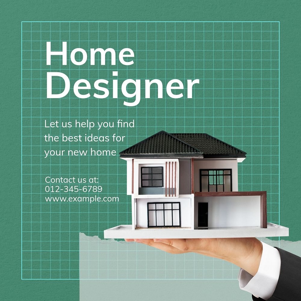 Home designer Instagram post template, editable text