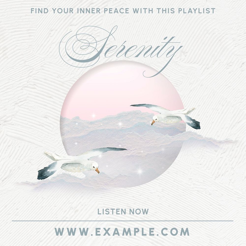 Inner peace music Instagram post template, editable text