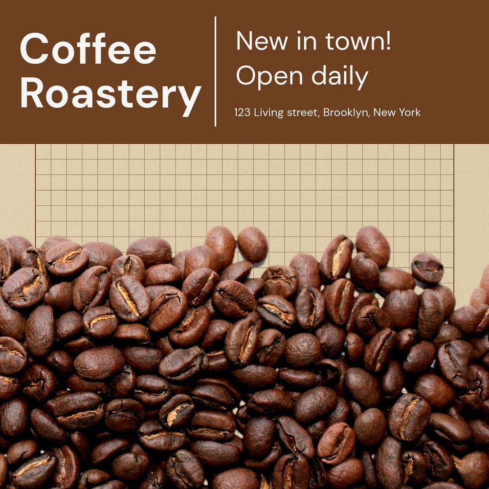 Coffee roastery Instagram post template, editable text