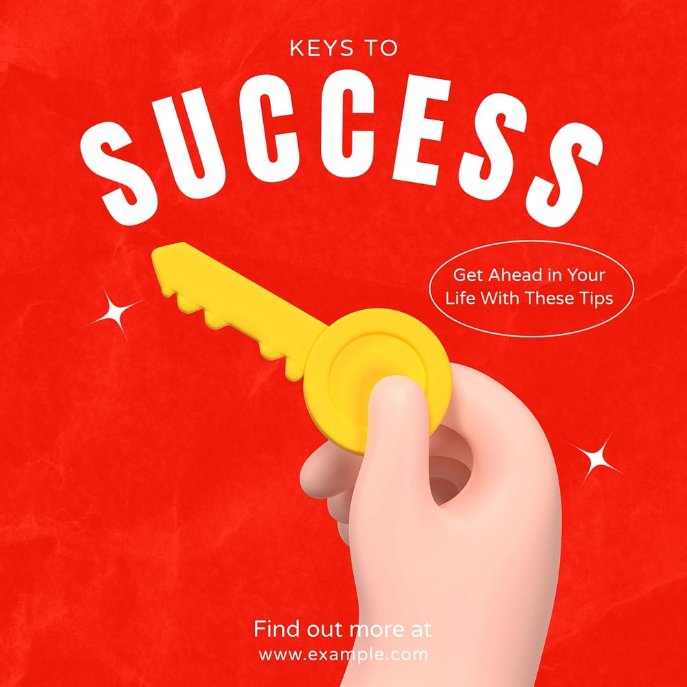 Success keys Instagram post template, editable text