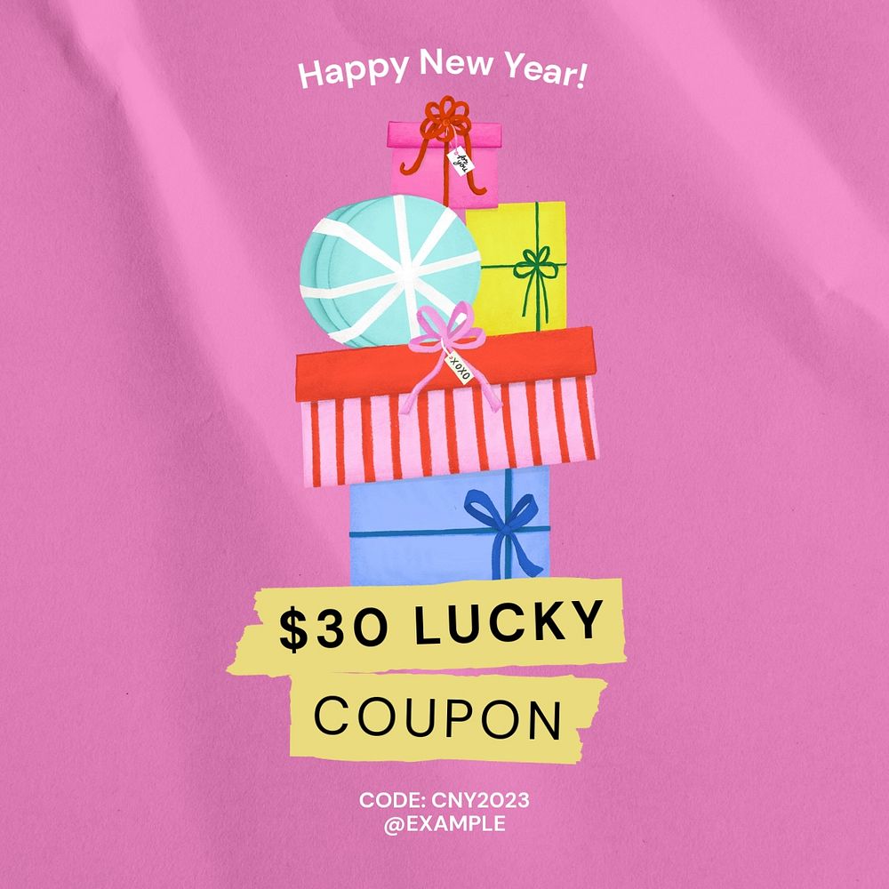 Lucky coupon  Instagram post template, editable text