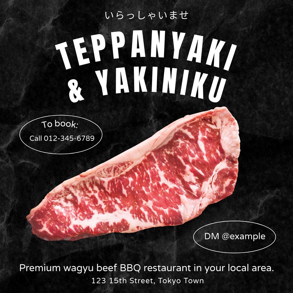 BBQ restaurant ad Instagram post template, editable text