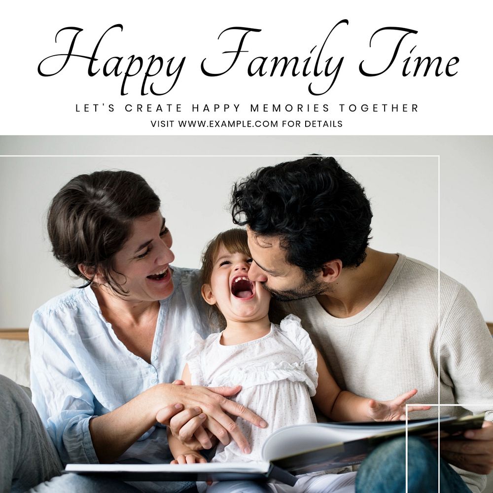 Happy family time Instagram post template, editable text