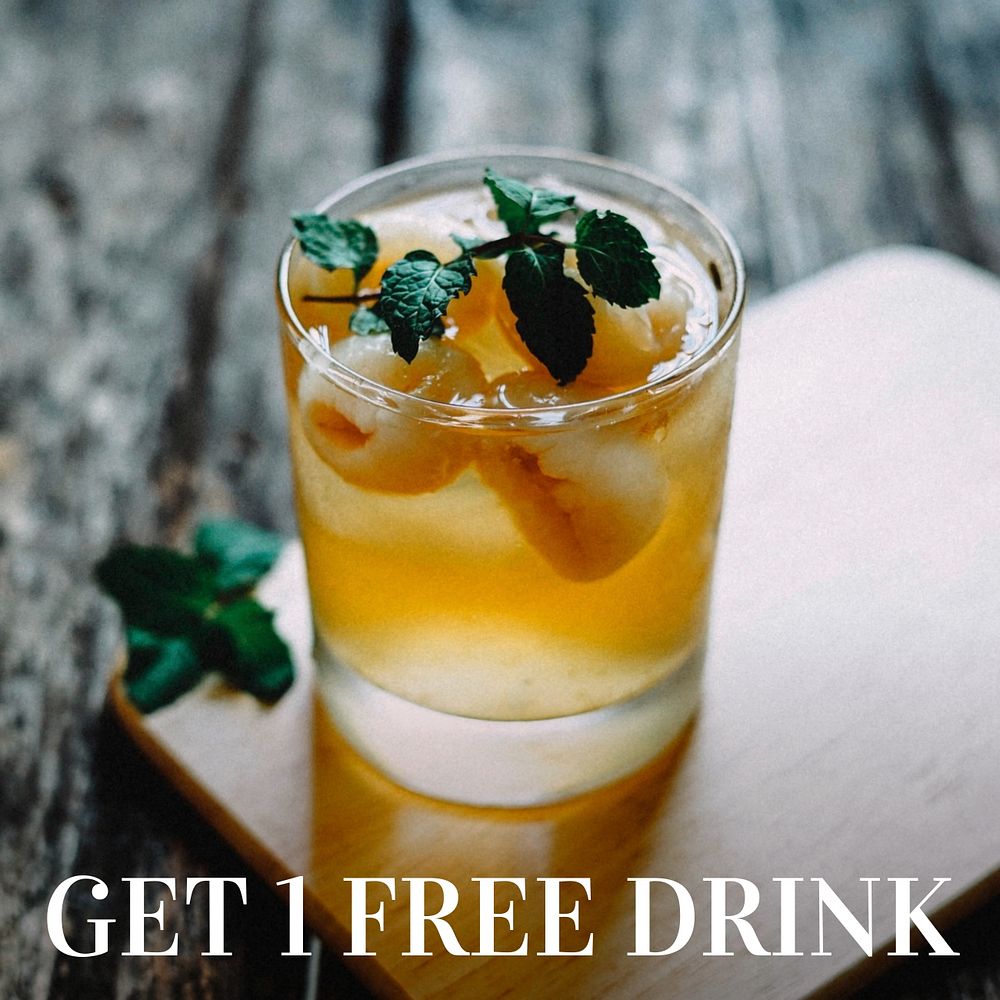 Free drink Instagram post template, editable text