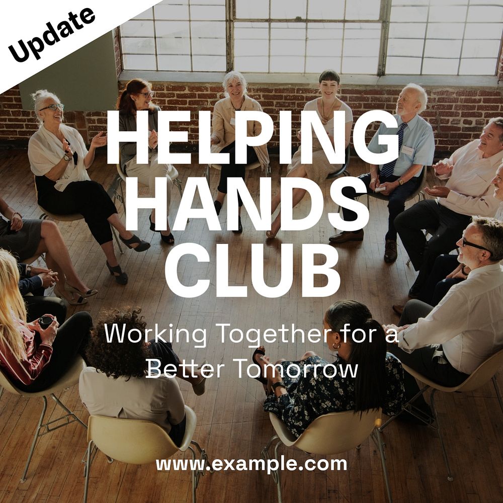 Helping hands Instagram post template, editable text