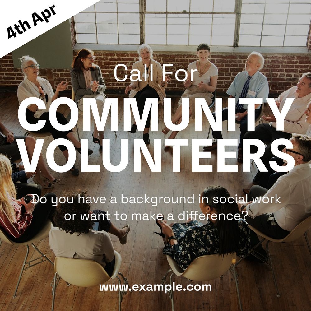 Community volunteers Instagram post template, editable text