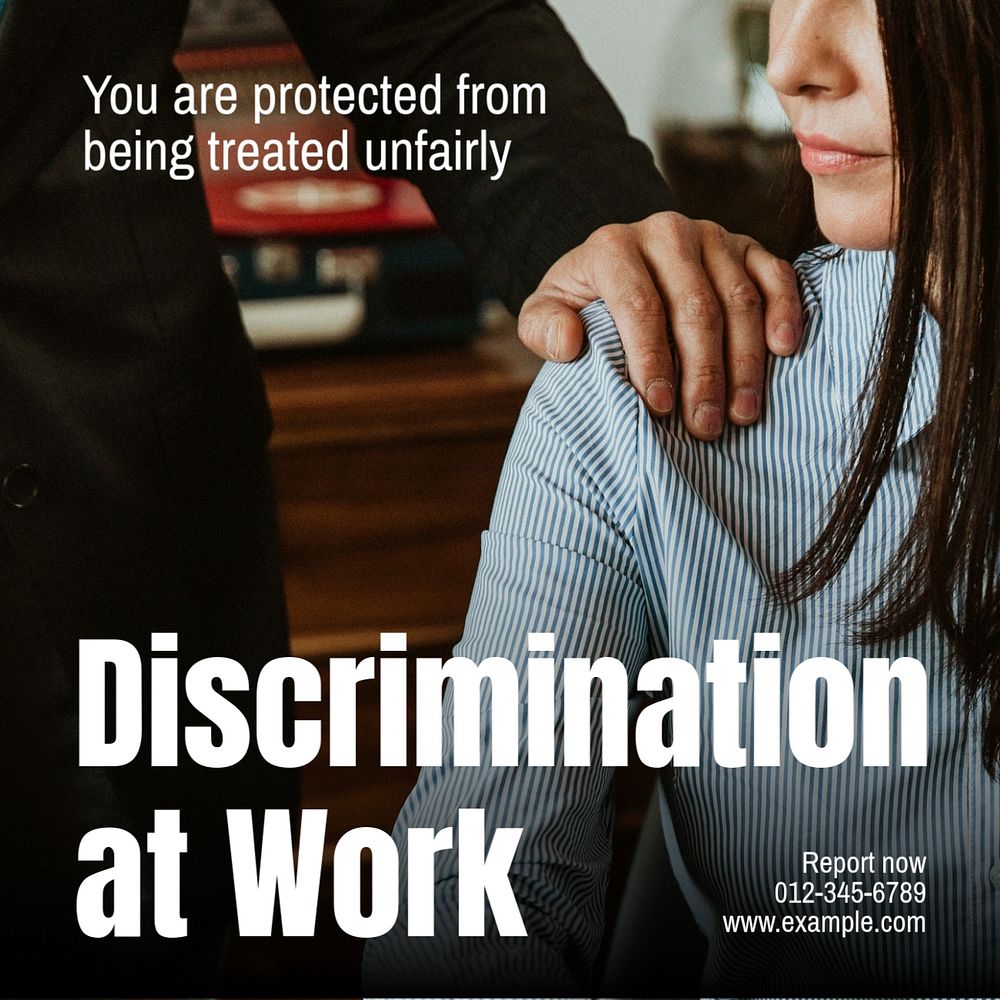 Workplace discrimination Instagram post template, editable text