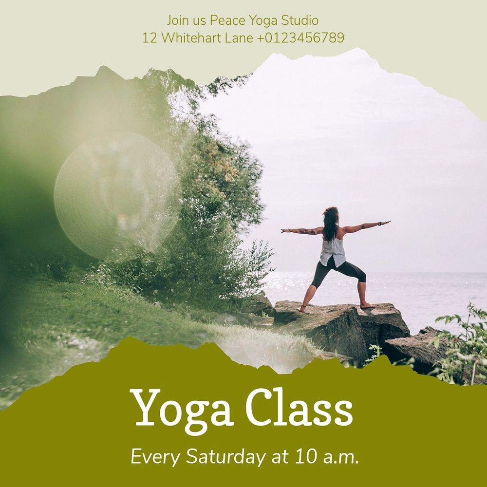 Yoga class Instagram post template, editable text