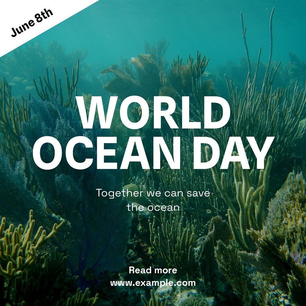 World ocean day Instagram post template, editable text