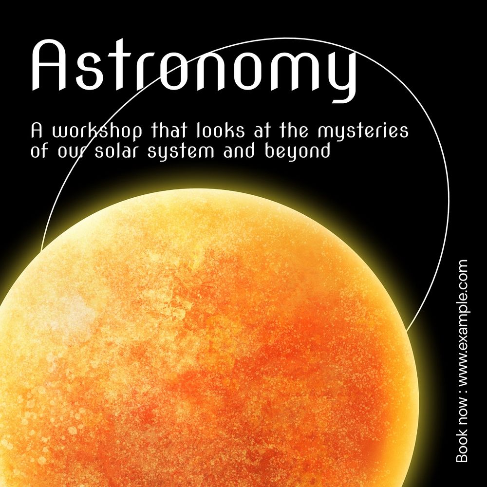 Astronomy workshop Instagram post template, editable text