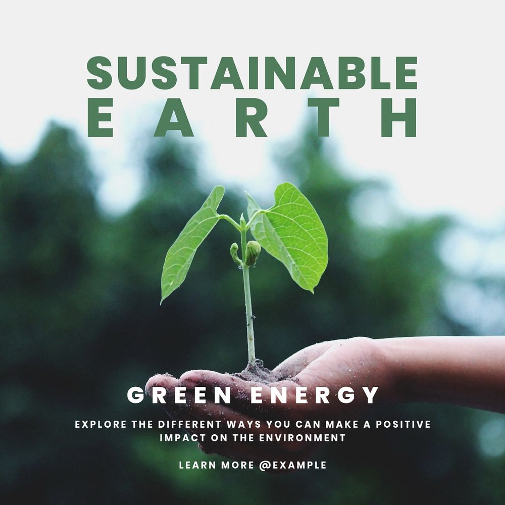 Sustainable earth Instagram post template, editable text