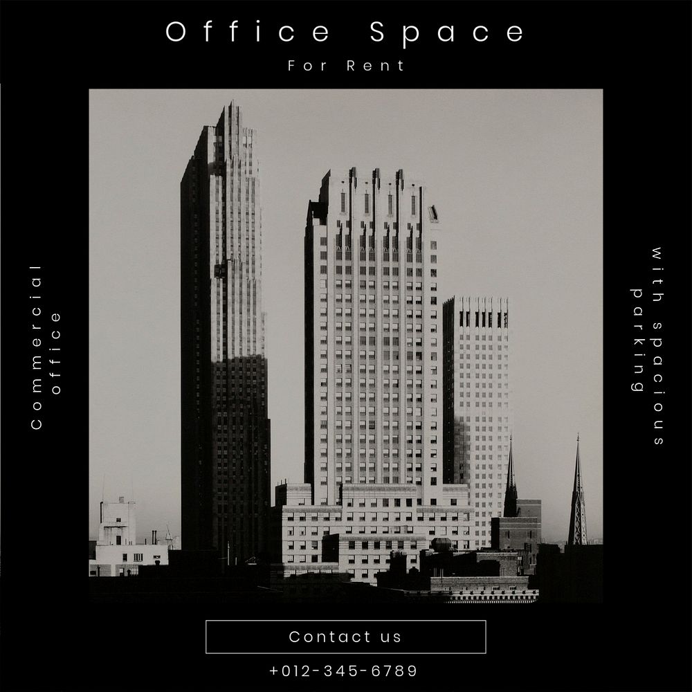 Office space Instagram post template, editable text