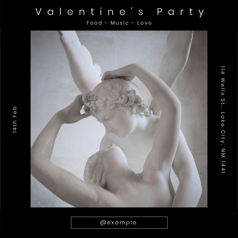 Valentine's party Instagram post template, editable text