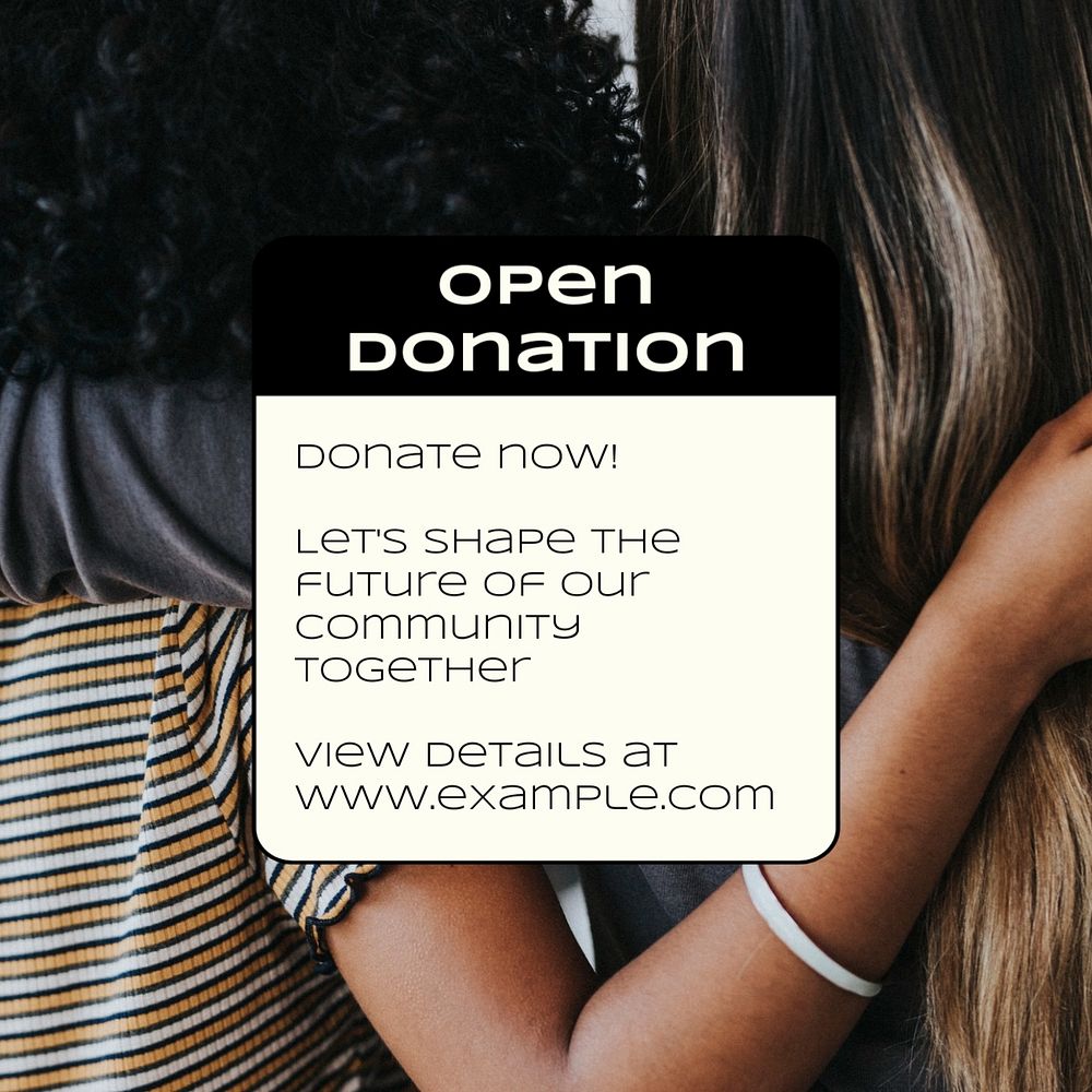 Open donation Instagram post template, editable text