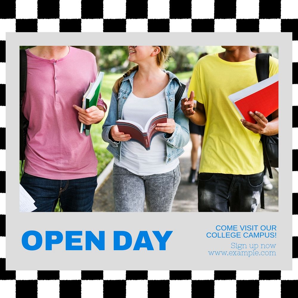 College open day Instagram post template, editable text