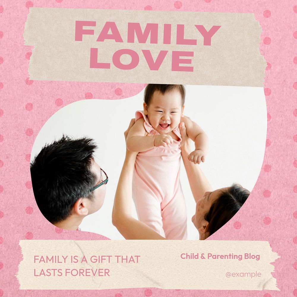 Family love Instagram post template, editable text