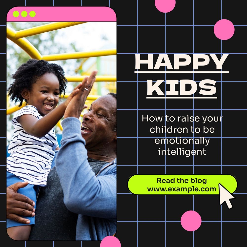 Happy kids Instagram post template, editable text