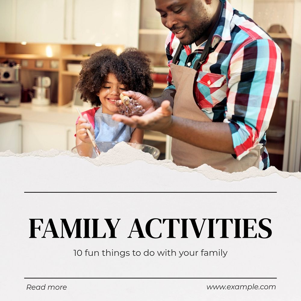 Family activities Instagram post template, editable text