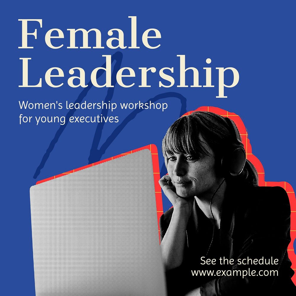 Female leadership Instagram post template, editable text