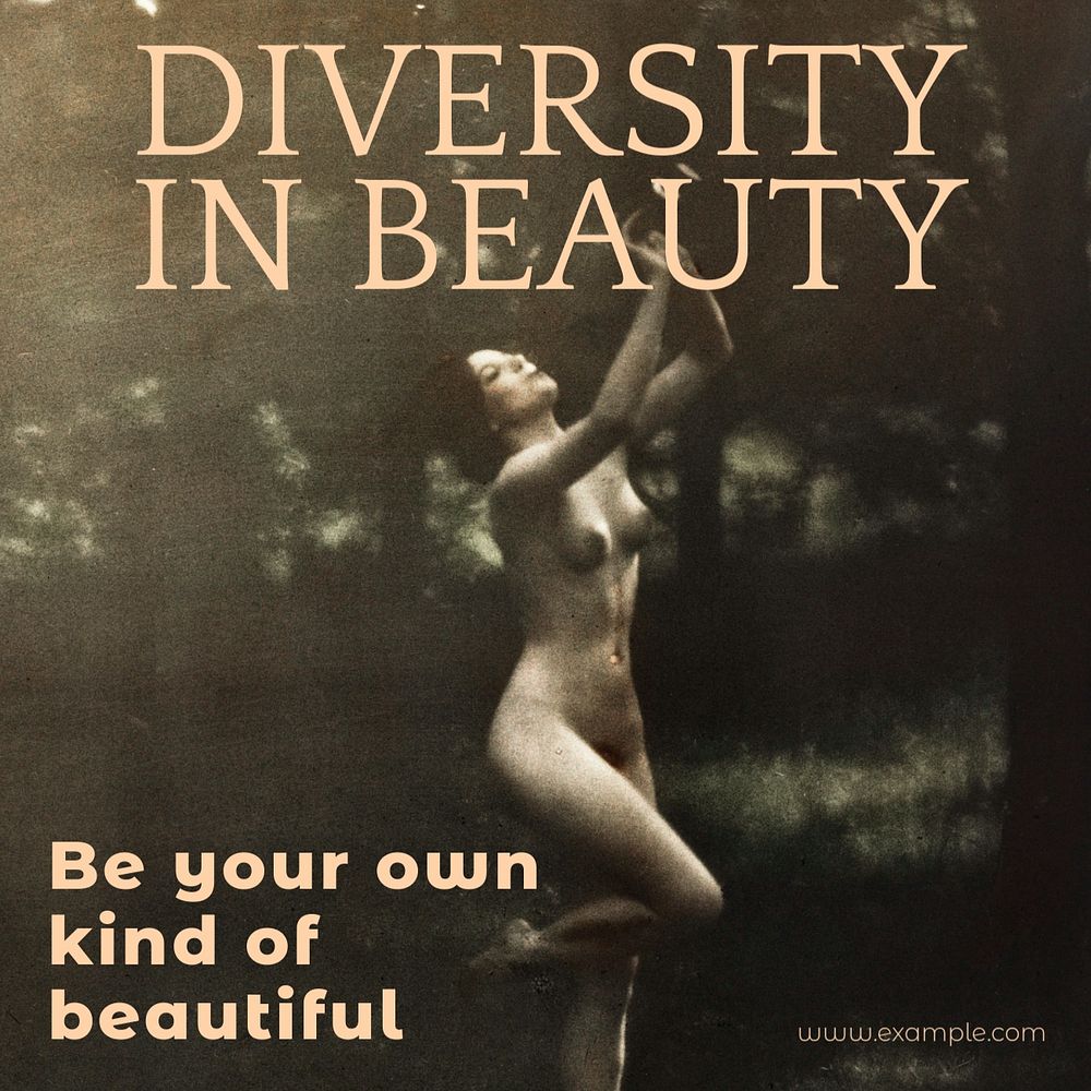 Diversity in beauty Instagram post template, editable text