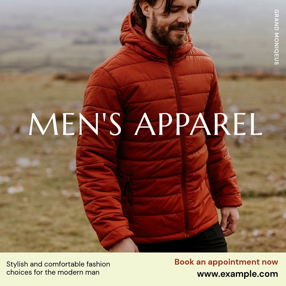 Men's apparel Instagram post template, editable text