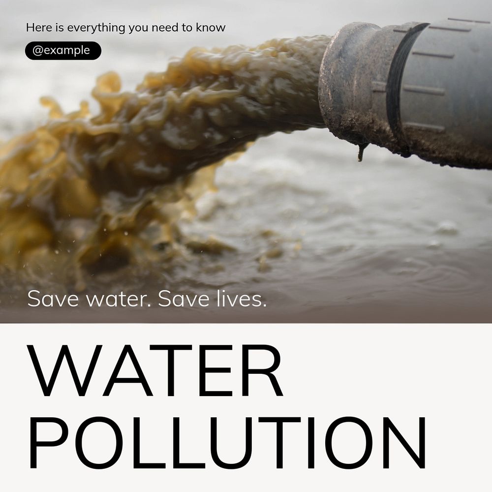 Water pollution Instagram post template, editable text