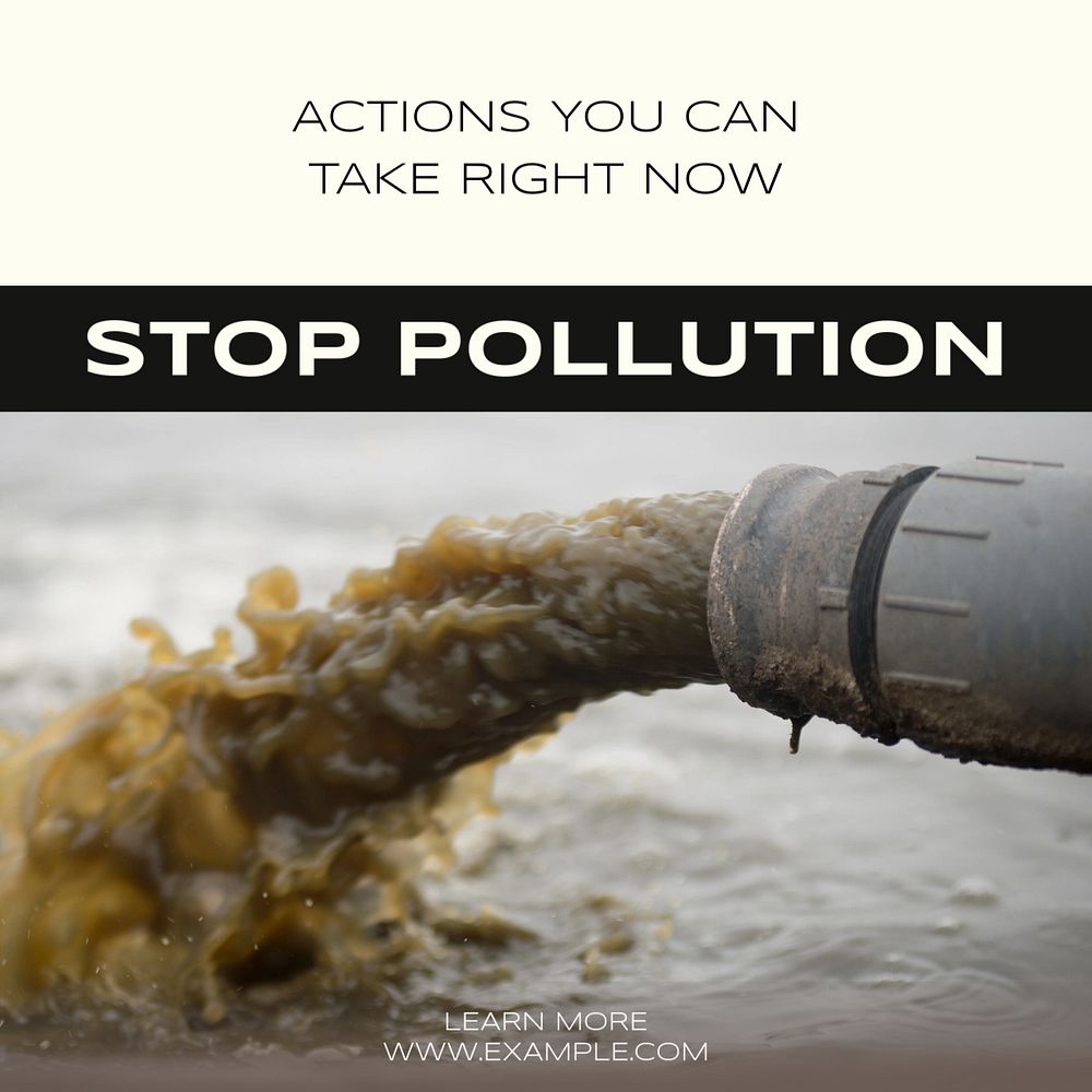 Stop pollution Instagram post template, editable text