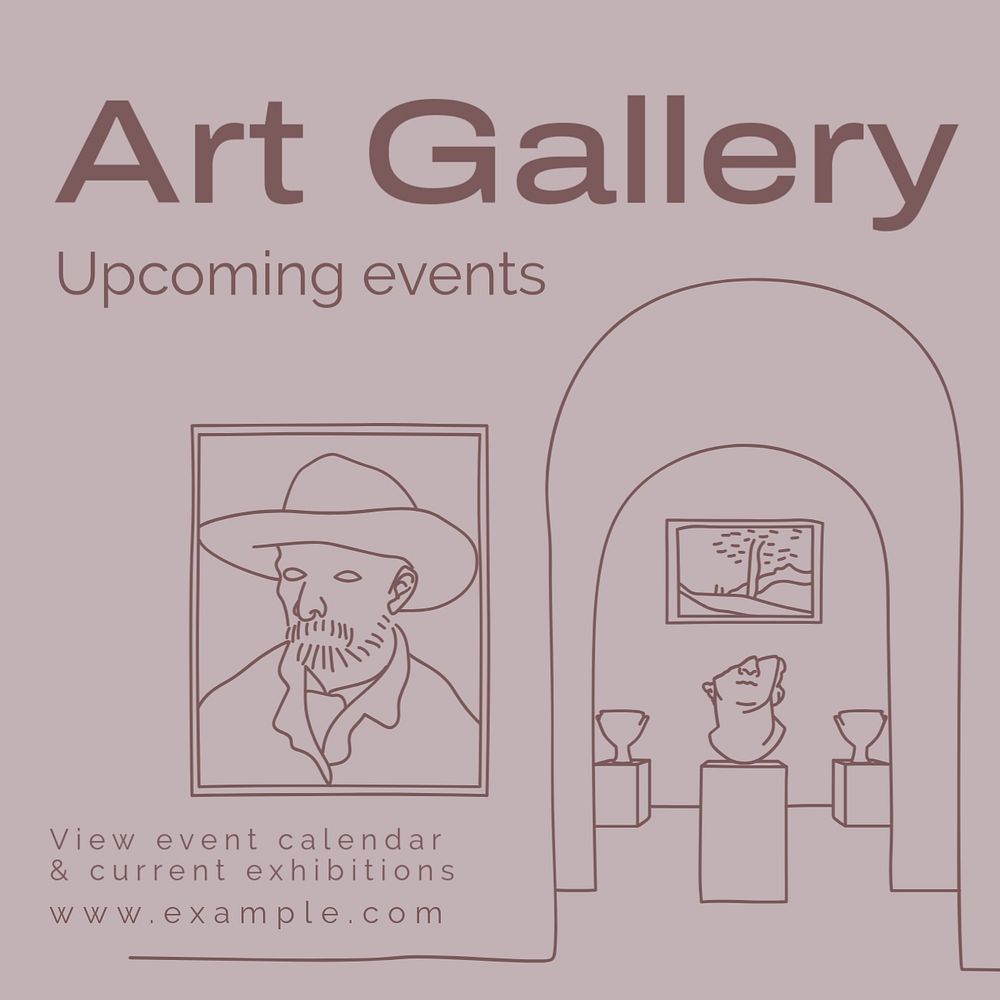 Art gallery events Instagram post template, editable text