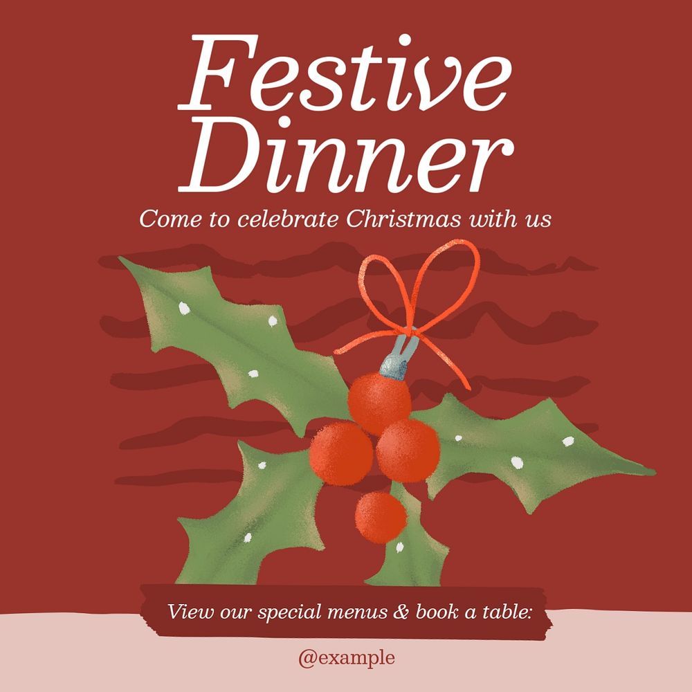 Christmas dinner Instagram post template, editable text