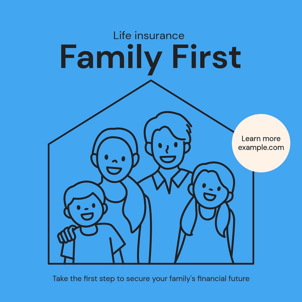 Life insurance Instagram post template, editable text