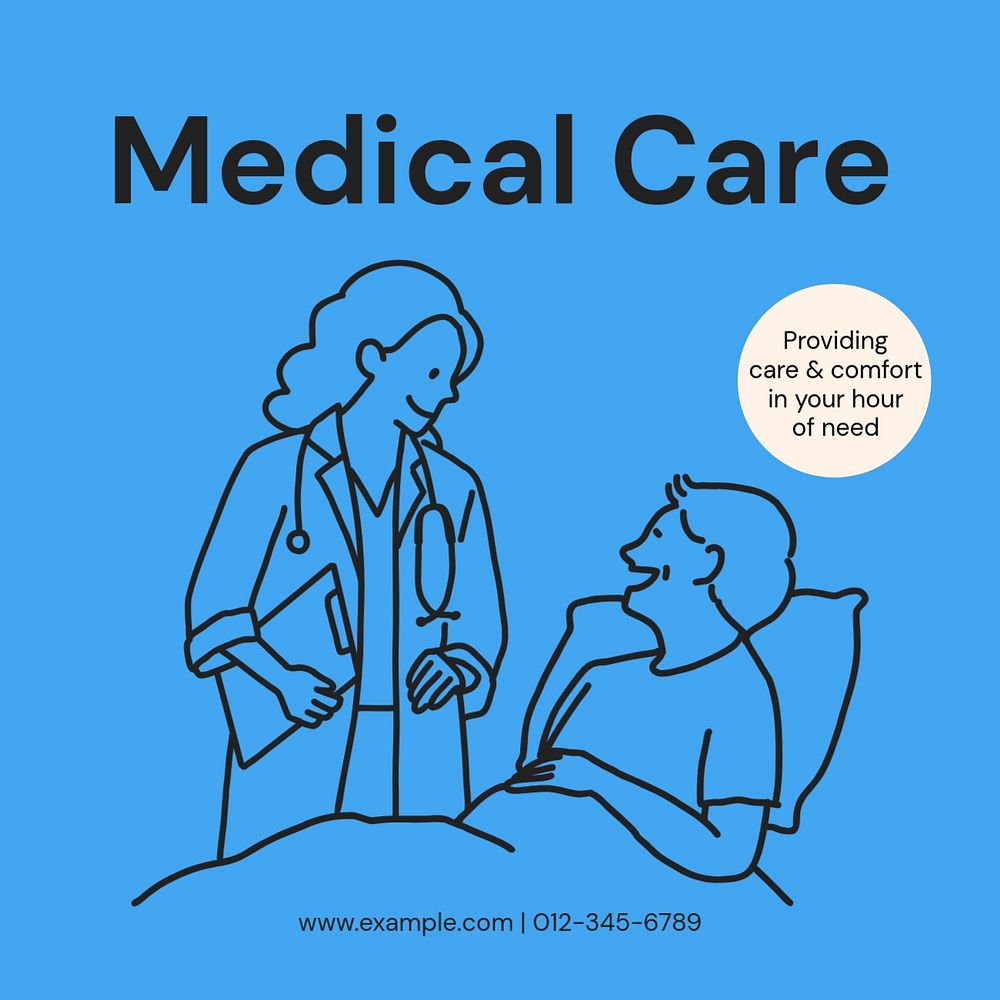 Medical care Instagram post template, editable text